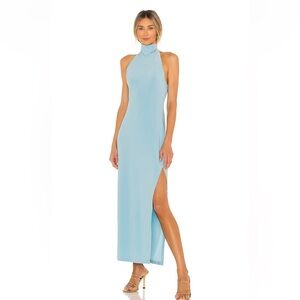 Norma Kamali Halter Turtle Side Slit Gown in Powder Blue in XS (only worn once)